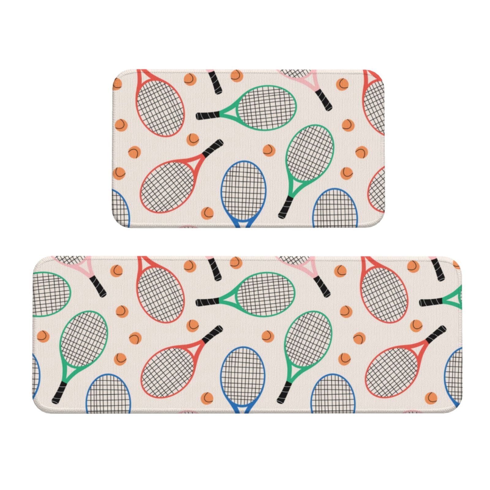 Kitched Racket Kitchen Mats for Floor 2 Piece, cute tennis racket Anti Fatigue Mats ...