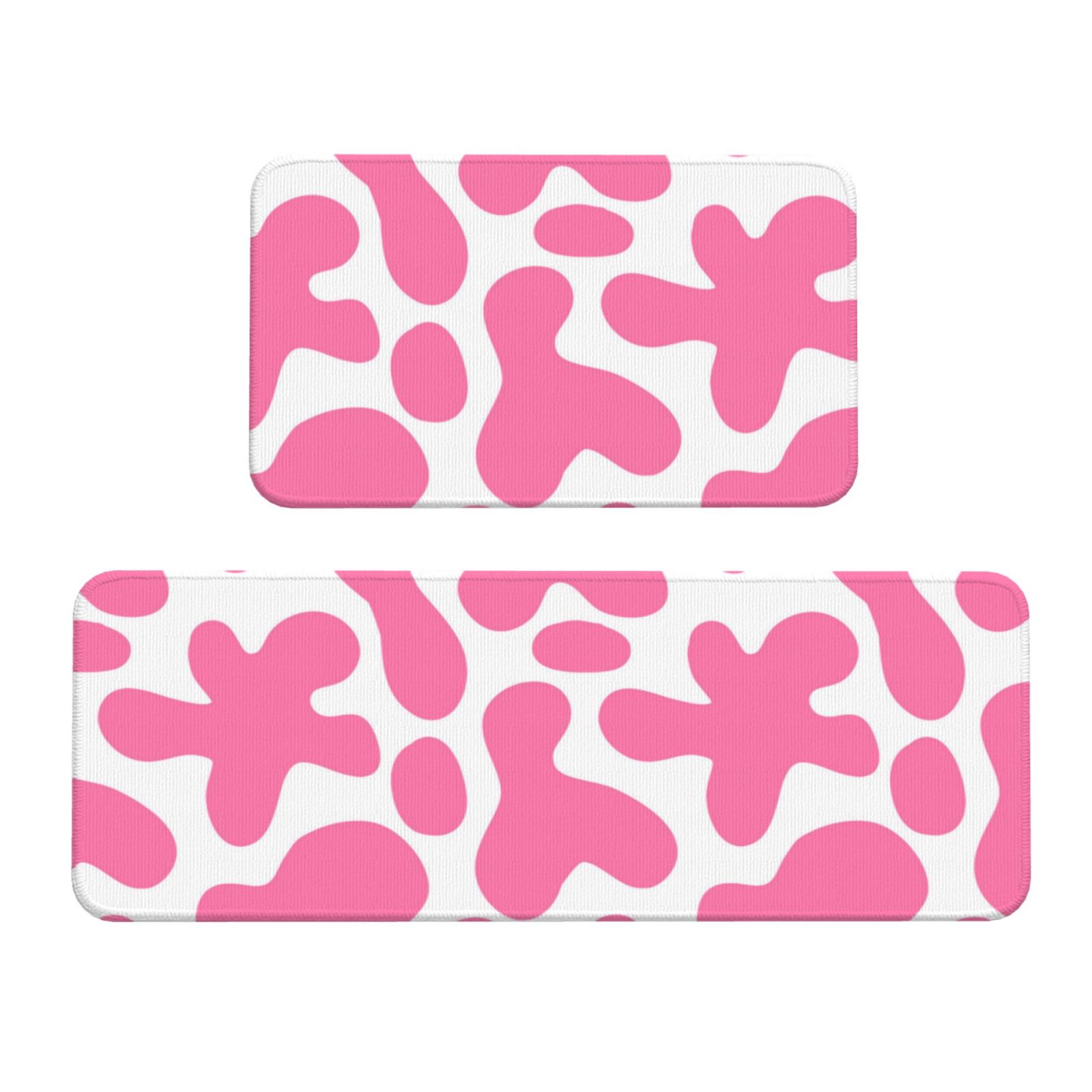 Pink Print Mat Kitchen Mats for Floor 2 Piece, pink cow print cute Anti Fatigue Mats ...
