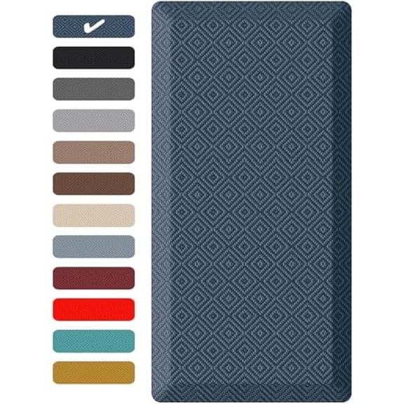 Kitchen Mats for Floor, 3/4 inch Thick, 17x28 Anti Fatigue Cushioned Mat, Kitchen Rugs, Waterproof, Comfort Ergonomic Standing Mat for Office, Home, Sink, Blue Non-Slip Ridged Bottom