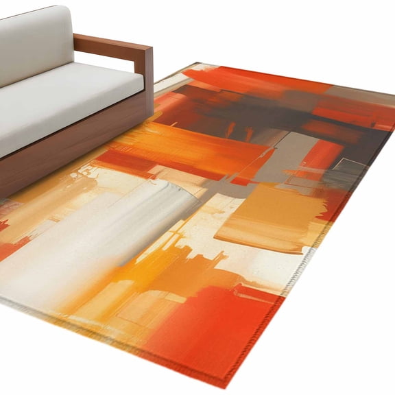 Kitchen Mats for Floor 3x5 Ft, Burnt Orange Brown Non Slip Area Rugs for Kitchen Bedroom Entryway, Farmhouse Ombre Abstract Mottled Art Washable Carpet Runner Rug Floor Mats for Bedroom Home Decor