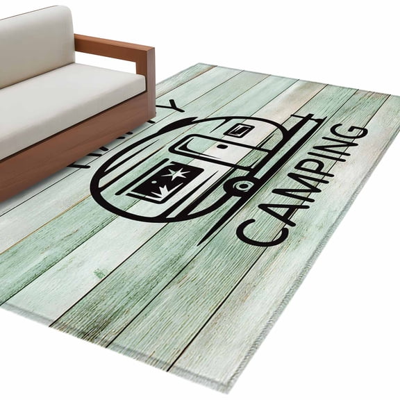 Kitchen Mats for Floor 3x5 Ft, Camping Car Non Slip Area Rugs for Kitchen Bedroom Entryway, Farmhouse Cabin Retro Green Wooden Grain Washable Carpet Runner Rug Floor Mats for Bedroom Home Decor