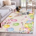 thumbnail image 1 of Kitchen Mats for Floor 3x5 Ft, Easter Rabbits Non Slip Area Rugs for Kitchen Bedroom Entryway, Weeping Pink Peach Eggs Vintage Beige Spring Washable Carpet Runner Rug Floor Mats for Bedroom, 1 of 8