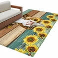 thumbnail image 1 of Kitchen Mats for Floor 3x5 Ft, Farmhouse Cow Non Slip Area Rugs for Kitchen Bedroom Entryway, Vintage Country Sunflower Teal Brown Wooden Washable Carpet Runner Rug Floor Mats for Bedroom Home Decor, 1 of 9