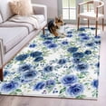 thumbnail image 1 of Kitchen Mats for Floor 3x5 Ft, Navy Blue Roses Non Slip Area Rugs for Kitchen Bedroom Entryway, Spring Floral Elegant Pastoral Botanical Washable Carpet Runner Rug Floor Mats for Bedroom Home Decor, 1 of 8