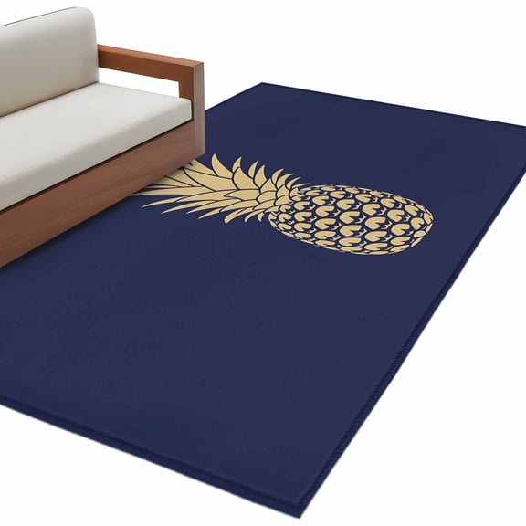 Kitchen Mats for Floor 3x5 Ft, Pineapple Non Slip Area Rugs for Kitchen Bedroom Entryway, Gold Yellow Navy Blue Tropical Fruit Summer Washable Carpet Runner Rug Floor Mats for Bedroom Home Decor