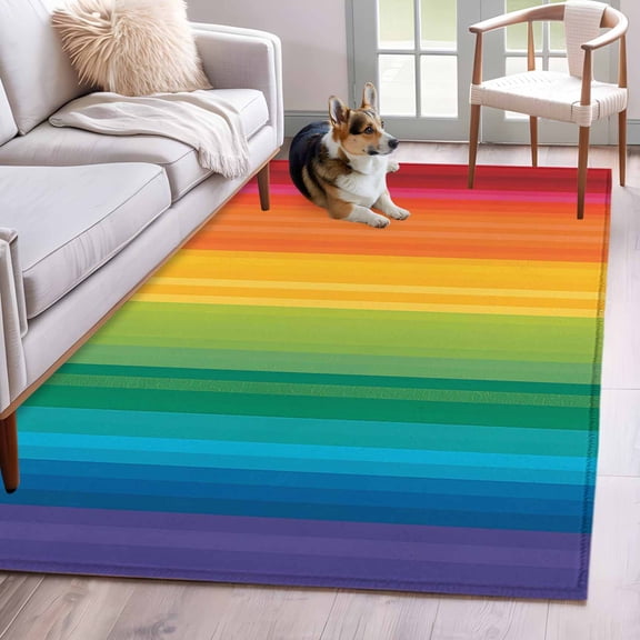 Kitchen Mats for Floor 3x5 Ft, Rainbow Striped Non Slip Area Rugs for Kitchen Bedroom Entryway, Colorful Gradients Modern Abstract Art Washable Carpet Runner Rug Floor Mats for Bedroom Home Decor