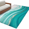 thumbnail image 1 of Kitchen Mats for Floor 3x5 Ft, Teal Waves Abstract Non Slip Area Rugs for Kitchen Bedroom Entryway, Gradient Fluid Water Ripple Washable Carpet Runner Rug Floor Mats for Bedroom Home Decor, 1 of 9