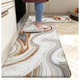thumbnail image 1 of Kitchen Mats for Floor Anti Fatigue Floor Marble Cushioned Memory Foam Non Slip PVC Leather Padded Comfort Standing Rugs Set of 2, Abstract Golden Swirl Design, C1, 1 of 6
