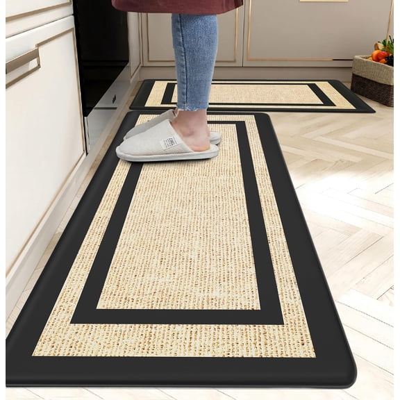 Kitchen Mats for Floor Cushioned Anti Fatigue Mats for Kitchen Floor Yellow Kitchen Floor Mat Memory Foam Modern Kitchen Runner Kitchen Rugs Sets of 2