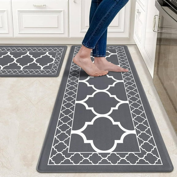 Kitchen Mats for Floor, Morocco Kitchen Rugs Set of 2 Anti Fatigue Mats for Kitchen Floor Non Slip Washable Waterproof Kitchen Rugs for Kitchen Sink Laundry 17.3×29.5+17.3×47.2in