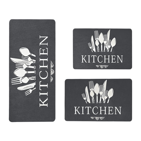Kitchen Mats for Floor, Non Slip Washable Kitchen Rugs Sets of 3, Gray Farmhouse Cushioned Stain Resistant Kitchen Runner Rug for Kitchen Floor, Laundry Room, Bathroom, Entryway Carpet Decor