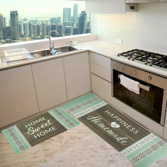 Kitchen Mats for Floor, Kitchen Rugs Set of 2 Carpet Runner Area Rug Floor Mat, Boho Home Kitchen Decor and Accessories Stuff, 17x30 and 17x47 Inch (Sage Green)