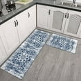 thumbnail image 1 of Kitchen Mats for Floor Set of 2 Pieces Persian Blue Oriental Snowflake Kitchen Rugs and Mats Non Skid Washable Kitchen Floor Mat(17" Wx30 L+17" Wx 47" L), 1 of 6
