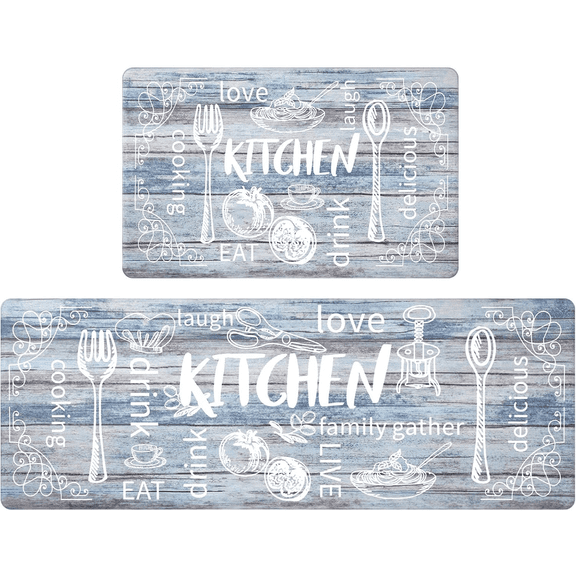 Kitchen Mats for Floor Set of 2 Thick Anti Fatigue Mat for Cushioned, 17x29.5+17x47 in, Waterproof Non-Slip Rugs Comfort Standing Chef Mat for Kitchen Sink, Laundry Room, Farmhouse Home Decor