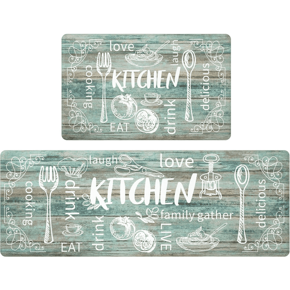 Kitchen Mats for Floor Set of 2 Thick Anti Fatigue Mat for Cushioned, 17x29.5+17x47 in, Waterproof Non-Slip Rugs Comfort Standing Chef Mat for Kitchen Sink, Laundry Room, Farmhouse Home Decor