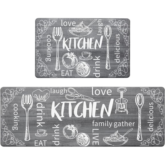 Kitchen Mats for Floor Set of 2 Thick Anti Mat for Cushioned, Non-Slip Rugs Comfort Standing Chef Mat for Kitchen Sink, Laundry Room, Farmhouse Decor