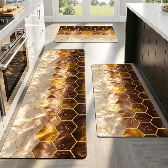 Kitchen Mats For Floor 3 Pieces Set Stain Resistant & Easy Wipe Memory Foam Rugs Absorbent Non-slip Runner Mat With Tpr Backing Sink Stove Laundry