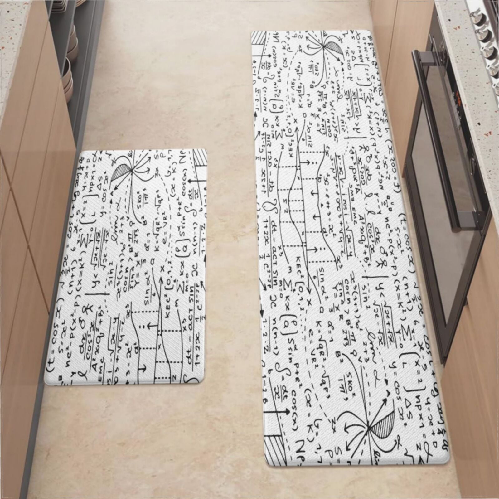 Kitchen Mats For Floor,Math Education Pattern With Handwritten Kitchen ...
