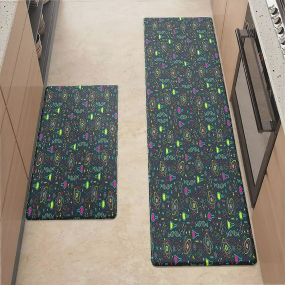 Kitchen Mats For Floor,Midcentury Modern Science Orange Kitchen Rug For Kitchen ,Laundry,Office