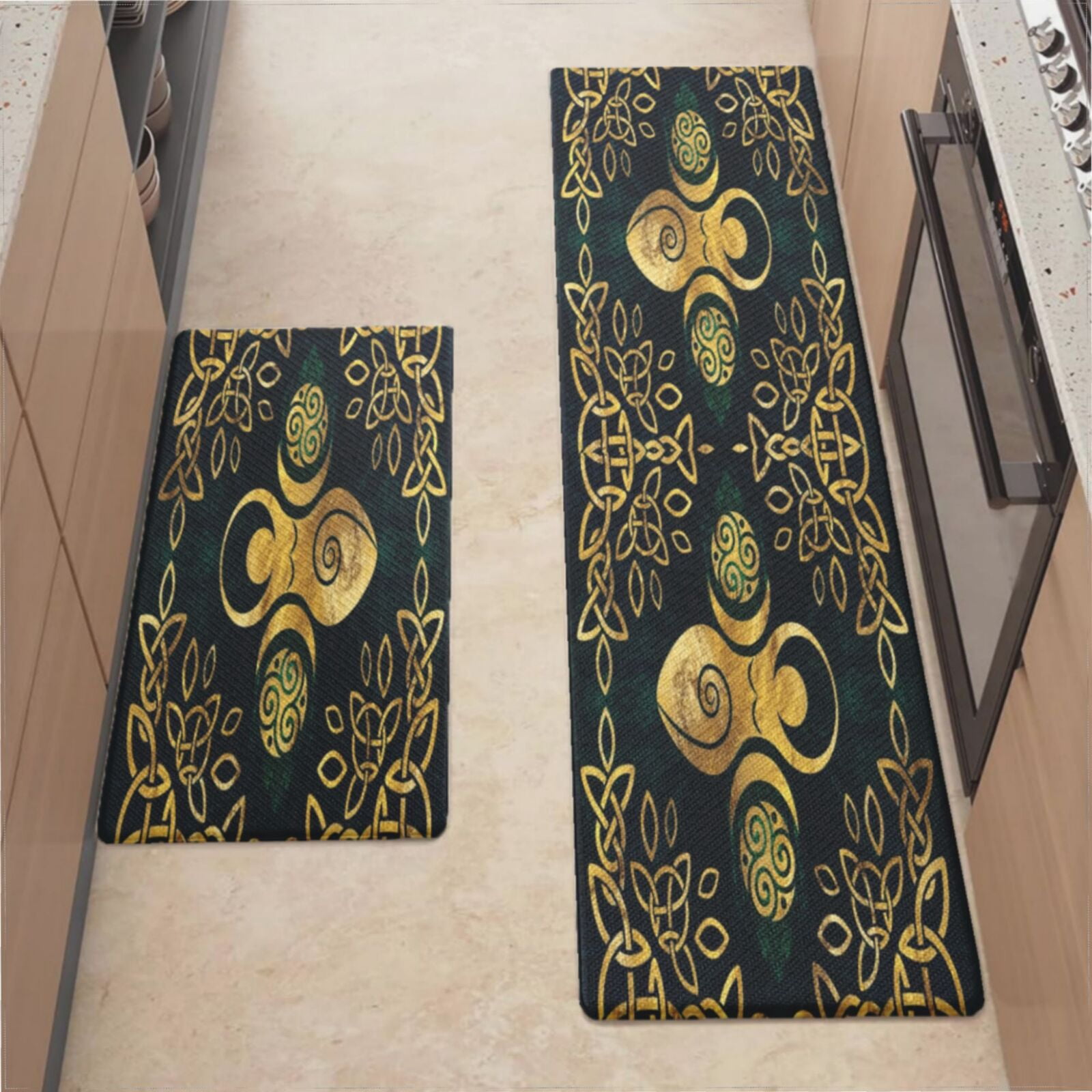Kitchen Mats For Floor,Riple Goddess With Triskele - Gold On Shimmer ...