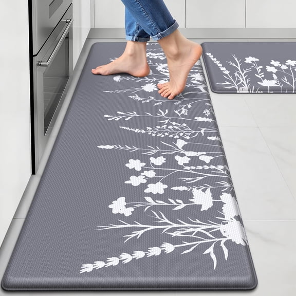 Kitchen Mats For Floor  Rugs Sets Of 2 Cushioned Anti Fatigue Non-slip Decor Water Resistant Rug Home 17.3"x30"+17.3"x47"