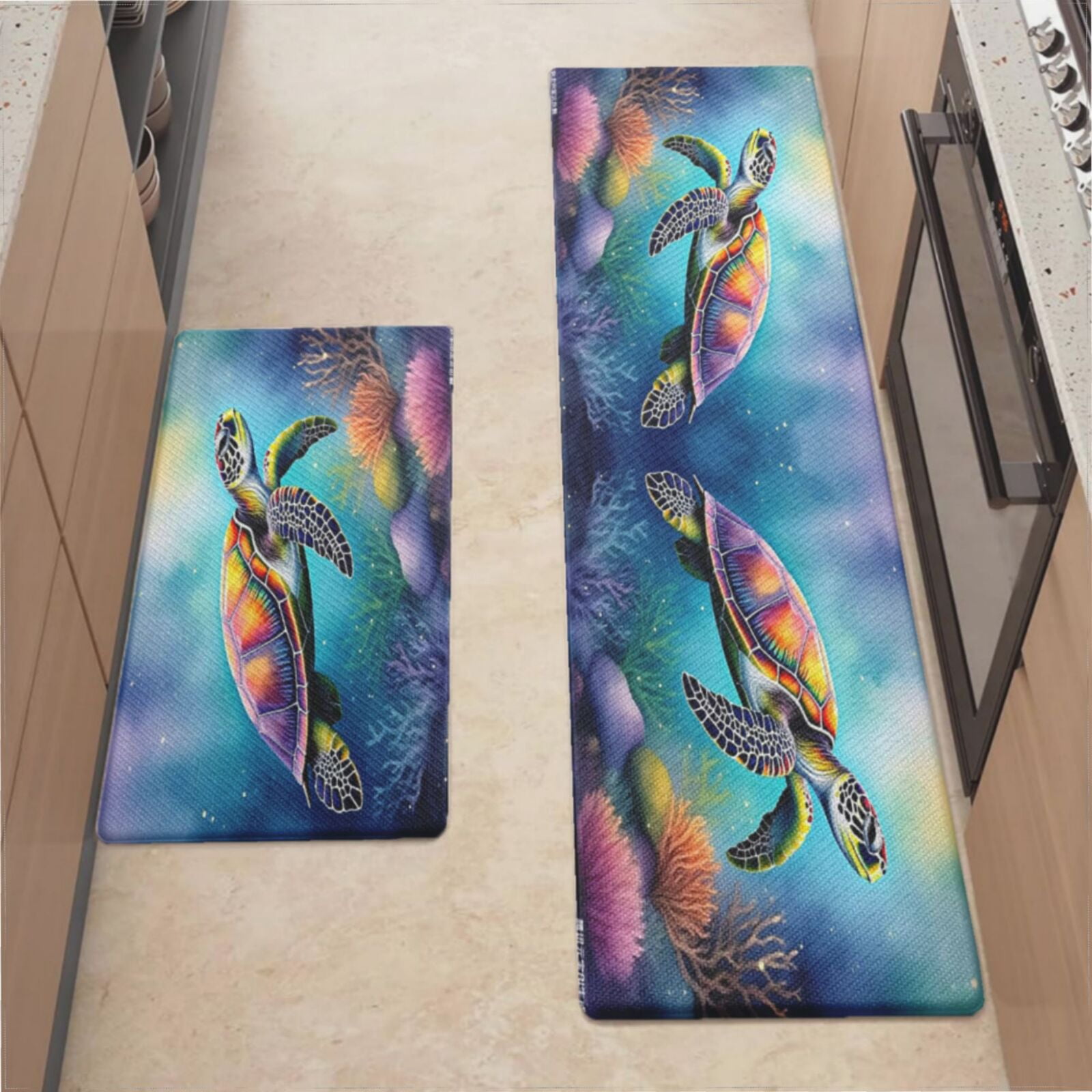 Turtle Kitchen Rug Kitchen Mats For Floor,Sea Turtle Realistic Kitchen Rug For Kitchen ...