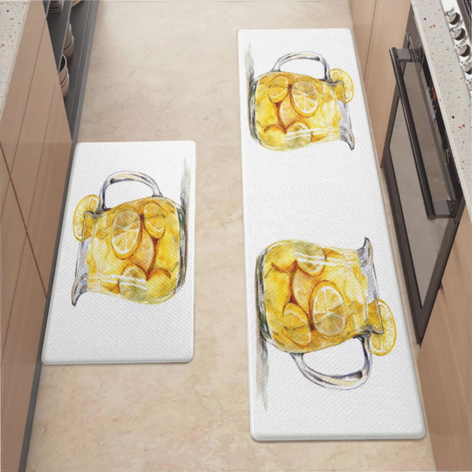Kitchen Mats For Floor,Watercolor Lemonade Pitcher Art Kitchen Rug For ...