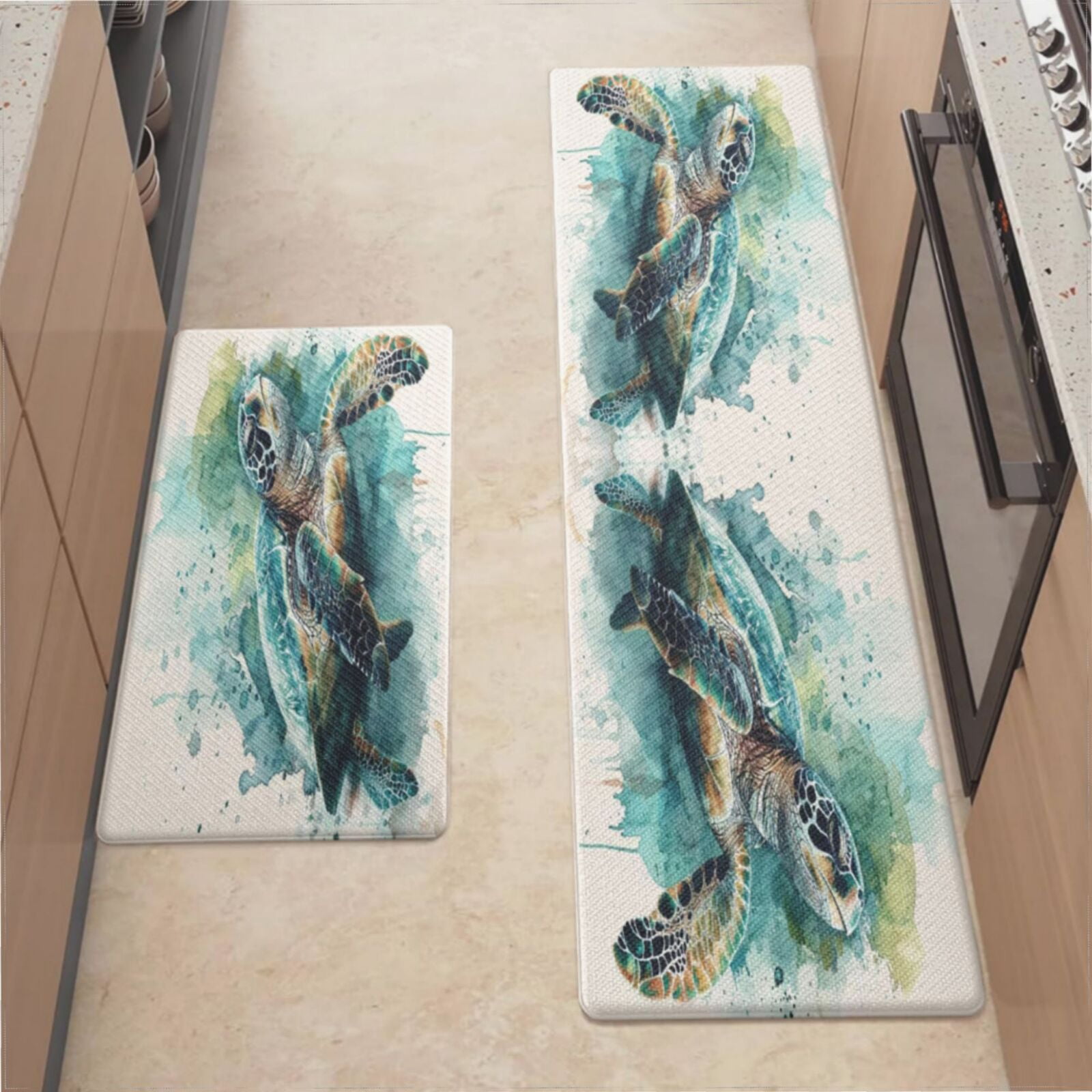 Turtle Kitchen Rug Kitchen Mats For Floor,Watercolor Sea Turtle Colorful Kitchen Rug For ...