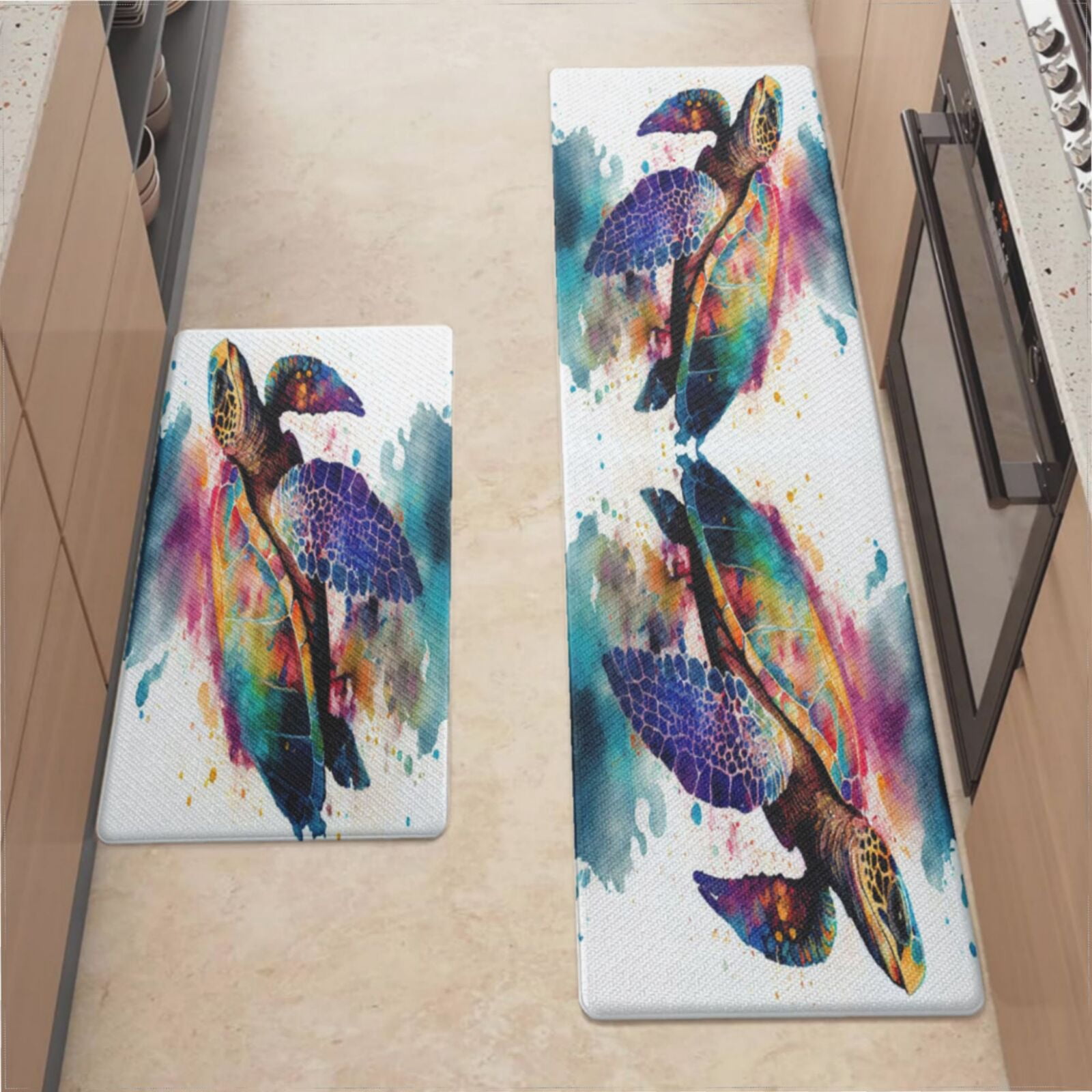 Turtle Kitchen Rug Kitchen Mats For Floor,Watercolor Sea Turtles Design Kitchen Rug For ...