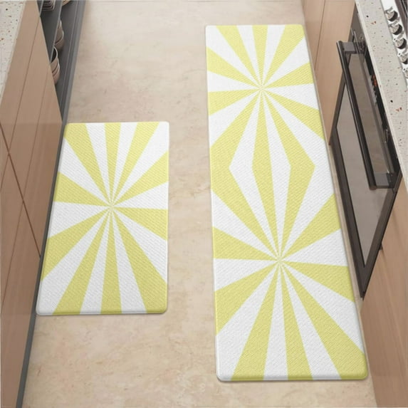 Kitchen Mats For Floor,Yellow And White Sunburst Kitchen Rug For Kitchen ,Laundry,Office