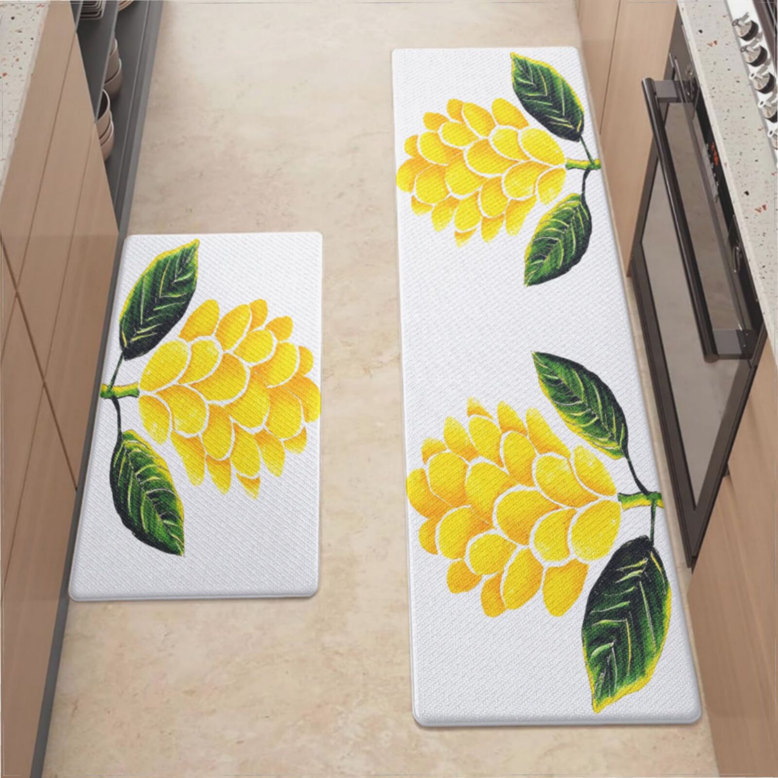 Kitchen Mats For Floor,Yellow Grape Cluster Print Kitchen Rug For ...