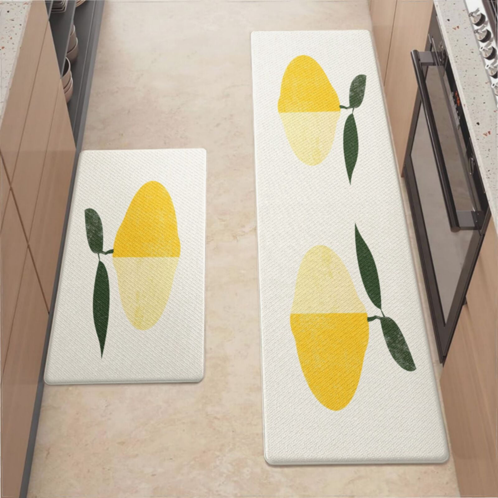 Yellow Small Mat Kitchen Mats For Floor,Yellow Lemon Print Kitchen Rug For Kitchen ...