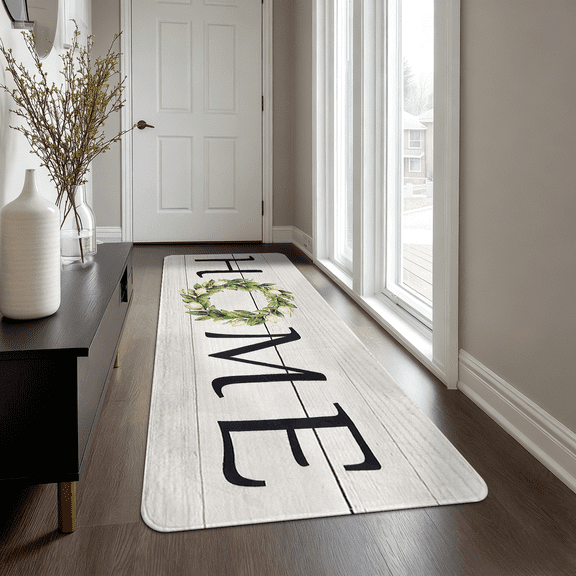Kitchen Mats Home with cushioning design 24" x 72", Farmhouse Kitchen Rugs Runner Stain Resistant, Wide Ergonomic Standing Long Non Slip Waterproof Kitchen Floor Mat for Sink Laundry, White