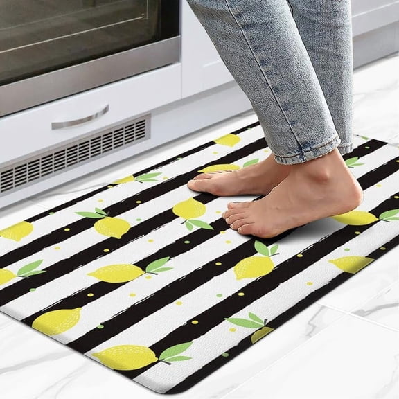 Kitchen Mats, Lemon Kitchen mats for Floor, Anti Fatigue Mats for Kitchen Floor Cushioned, Non Skid Washable Memory Foam Kitchen Rugs and Mats for Bedroom, Office, Sink, Laundry 17.3*29 Inches