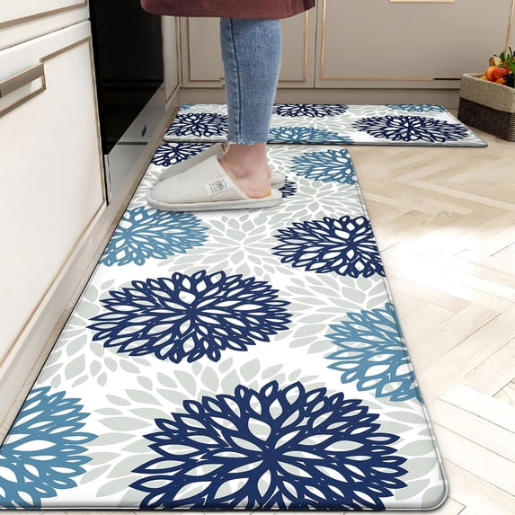 Kitchen Mats Set of 2 Cushioned Anti Fatigue Kitchen Rugs Non Slip Waterproof Kitchen Runner Memory Foam Kitchen Floor Mat Comfort Standing Mat for Sink,Office,Laundry,17.3 x 29 inch + 17.3 x 47 inch