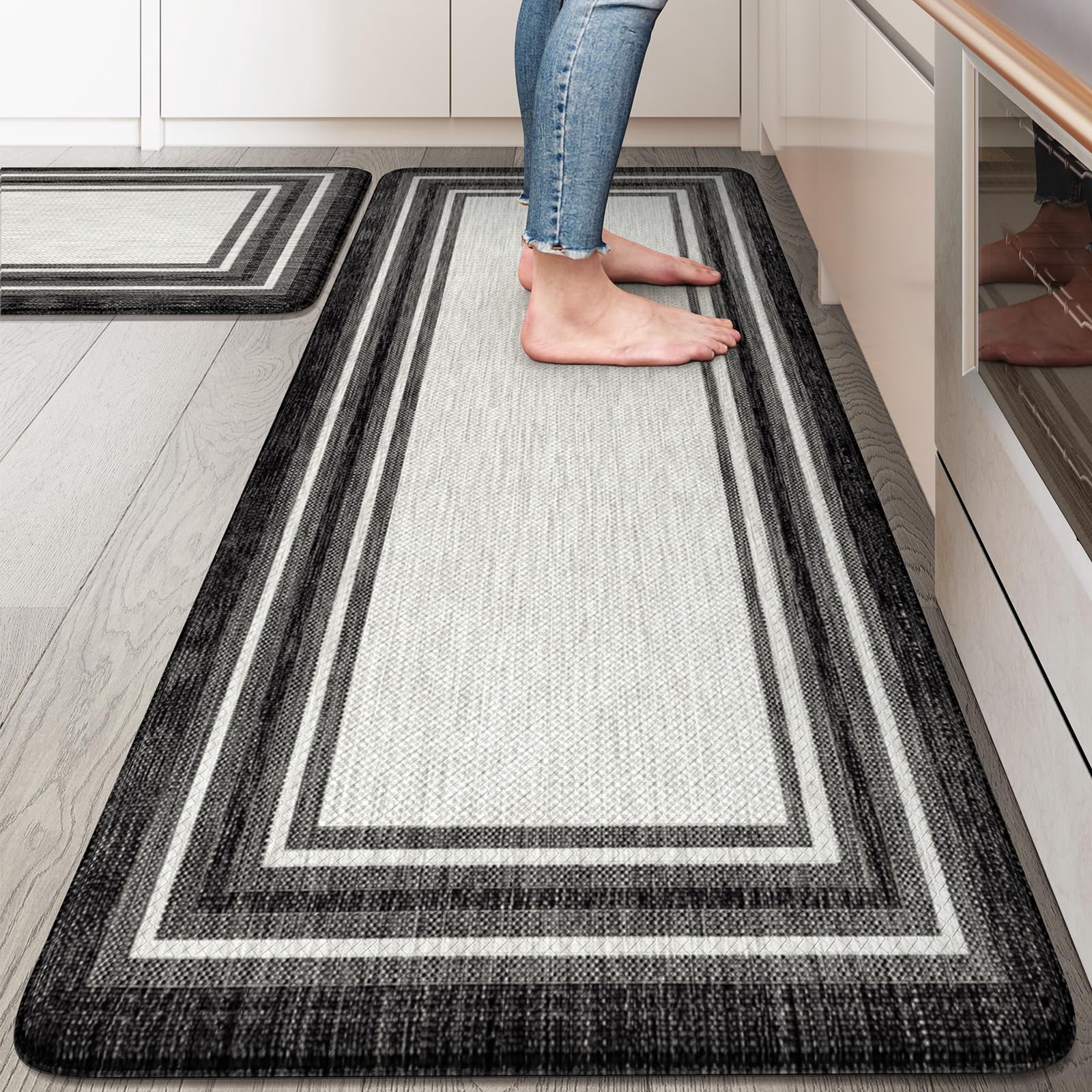 Kitchen Mats Set Black 20