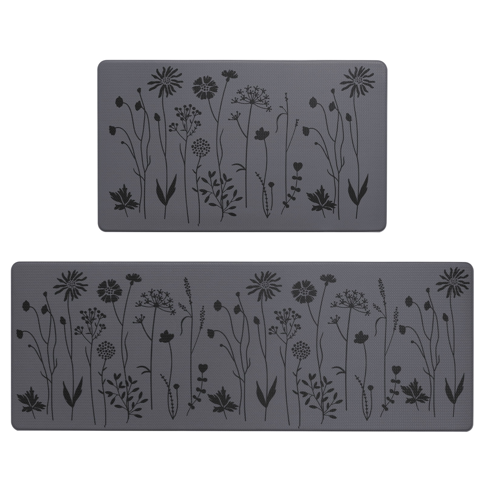 Kitchen Mats Set of 2, Non Slip Anti-Fatigue Rugs for Kitchen, Office, 17"x47" and 17"x29", Dark Gray - Walmart.com