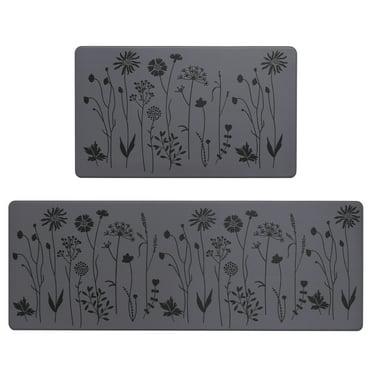 Kitchen Mats Set of 2, Non Slip Anti-Fatigue Rugs for Kitchen, Office, 17"x47" and 17"x29", Dark Gray