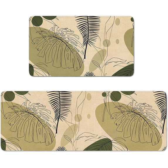 Kitchen Mats and Rugs Non Skid Washable 2 Pieces Natural Rubber Boho Kitchen Mats for Floor Runner Rugs Standing Mat Set (17" Wx30 L+17" Wx 47" L)
