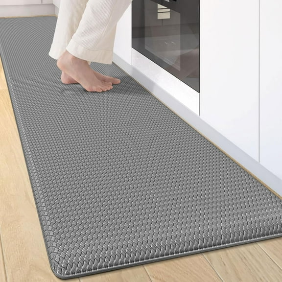 Kitchen Mats for Floor Cushioned Anti Fatigue, 17x95 Long Runner Rug Waterproof, Memory Foam Padded for Standing, Grey