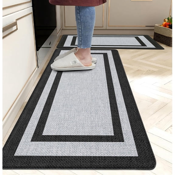 Kitchen Mats for Floor Cushioned Anti Fatigue Mats for Kitchen Floor Grey Kitchen Floor Mat Memory Foam Modern Kitchen Runner Kitchen Rugs Sets of 2