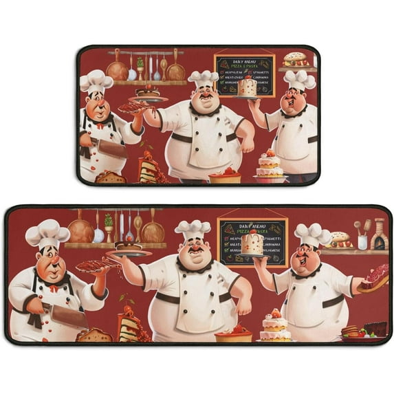 Kitchen Mats for Floor Kitchen Rugs Sets of 2 Non Slip Washable Brown Coffee Kitchen Rugs Anti Fatigue 47x17 Inch and 29x17
