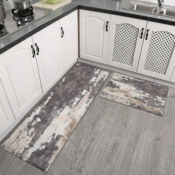 Kitchen Mats for Floor Set of 2 Pieces Kitchen Rugs and Mats Non Skid Washable Kitchen Floor Mat(17" Wx30 L+17" Wx 47" L)