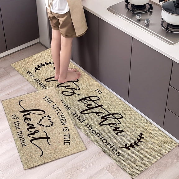 Kitchen Mats for Floor Waterproof Crystal Velvet Kitchen Floor Mat Super Anti-slip Absorbent Oil Absorption Kitchen Carpet Set
