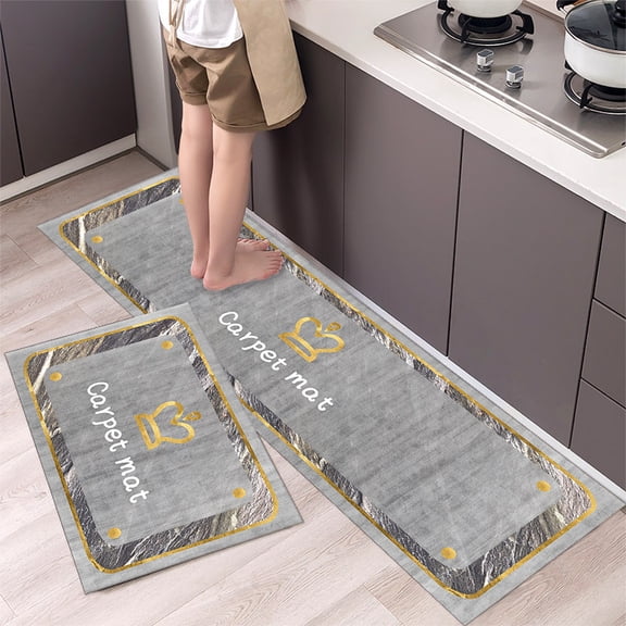 Kitchen Mats for Floor Waterproof Crystal Velvet Kitchen Floor Mat Super Anti-slip Absorbent Oil Absorption Kitchen Carpet Set