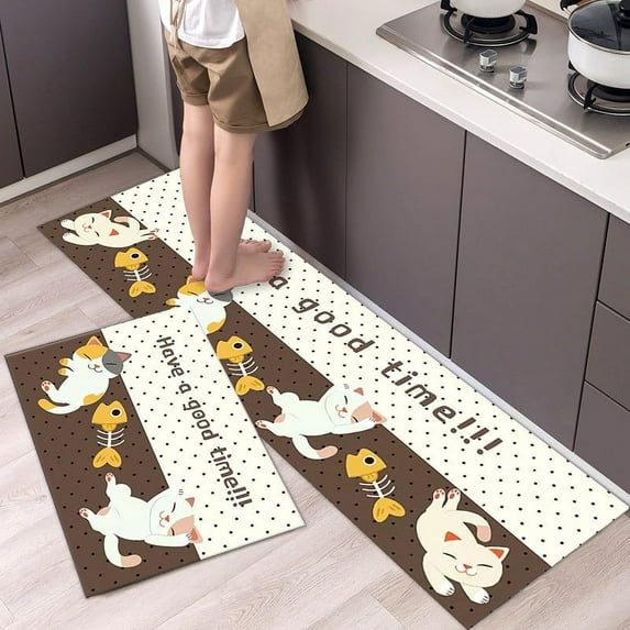 Kitchen Mats for Floor Waterproof Large Quick-Drying Absorbent Bathroom Mats Kitchen Rug Set 3Pc Living Room Entrance Doormat