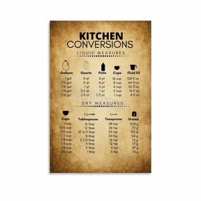 Kitchen Measurement Conversion Chart Poster Kitchen Guide Wall Art (5) Canvas Painting for Living Room Bedroom Decor poster