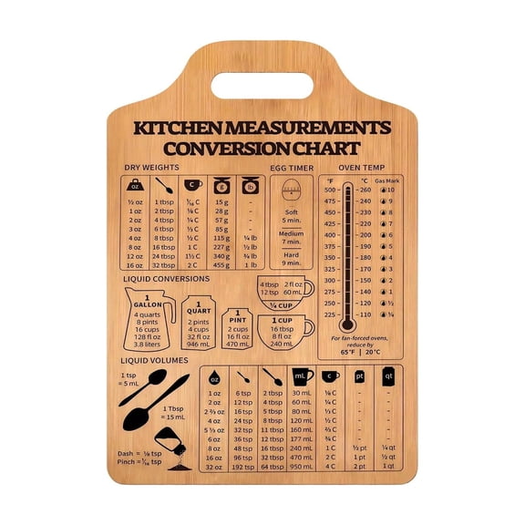 Kitchen Measurements Conversion Chart, Wooden Double-sided Cutting Board Decorative Kitchen Conversion Chart Gifts for Women Mother's Day Gift