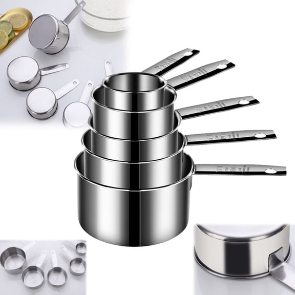 Kitchen Measuring Cups 5 Pieces Stainless Steel Measuring Cup Set Kitchen Cooking Tool Cooking Silver