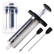 Kitchen Meat Injector, Leak-Proof Stainless Steel Flavor Marinade Syringe with 2 Different Needles and 1.5-oz Measurement Window,Perfect for Smoking, Frying, and Brining Meat for Deep Seasoning